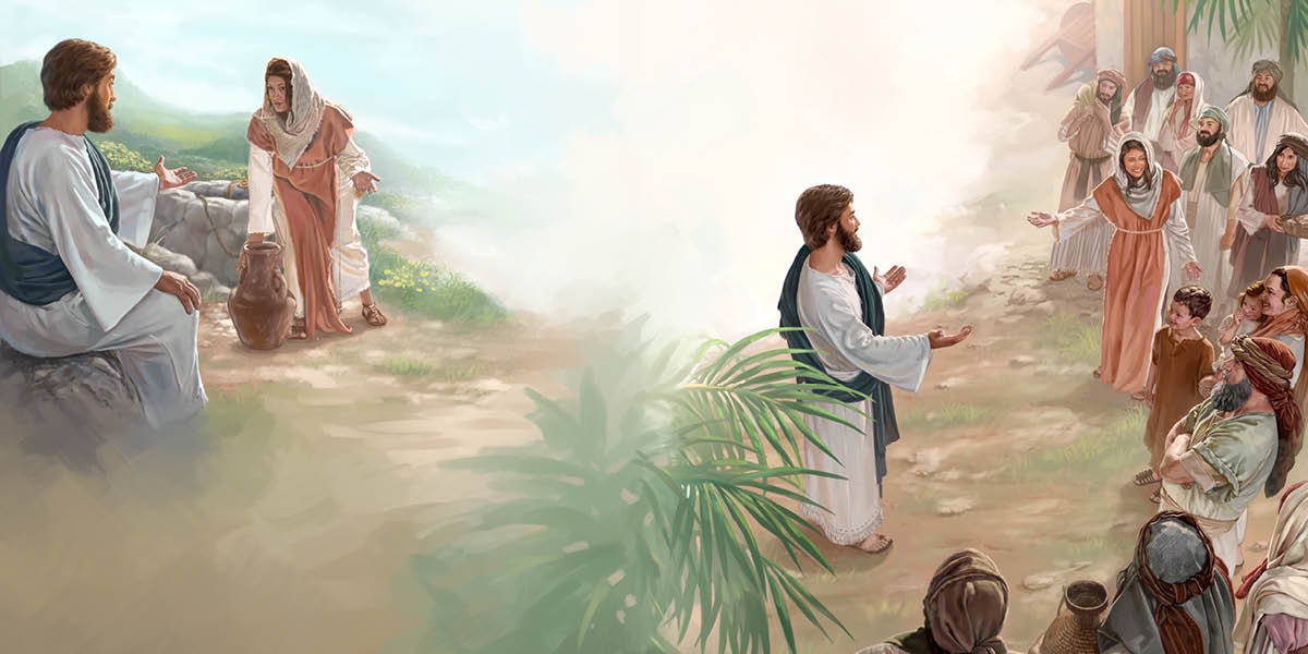 Jesu o bua le mosali oa Mosamaria selibeng, ka mor’a moo mosali eo o bolella batho ba bang ka Jesus