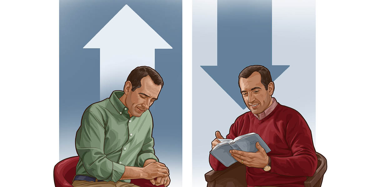 Ntate ea matlafatsang setsoalle sa hae le Jehova. 1. Oa rapela. Motsu o shebileng holimo. 2. O bala Bibele. Motsu o shebileng tlaase.