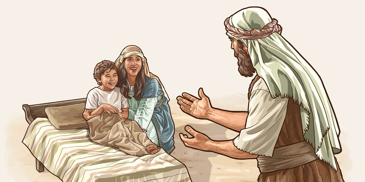 Elisha o shebile mosali oa Moshuneme ha a amohela mora oa hae ea tsositsoeng.