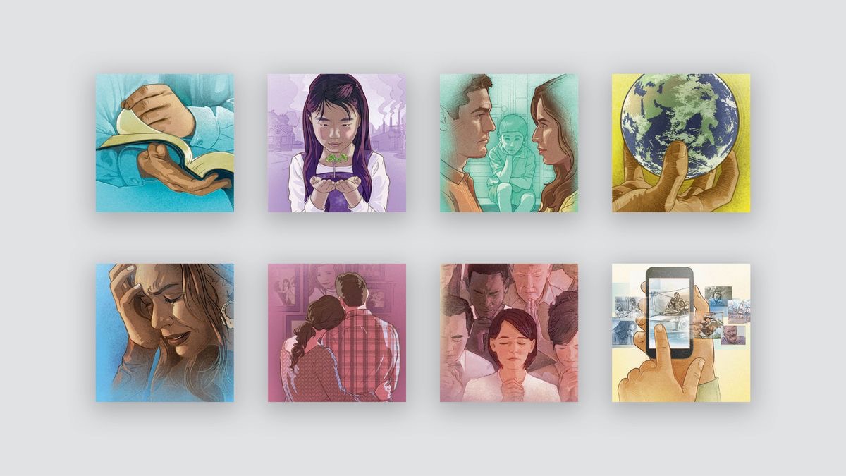 Litšoantšo: Lipampitšana tse fapaneng. 1. “Maikutlo a Hao ke Afe ka Bibele?” 2. “U nahana hore bokamoso bo tla ba joang?” 3. “Ke’ng e Tlisang Thabo ka Lapeng?” 4. “Ha e le hantle ke mang ea busang lefatše?” 5. “Na Mathata a Tla ke a Fele?” 6. “Na Bafu ba Tla Tsoha?” 7. “’Muso oa Molimo Ke’ng?” 8. “Re ka Fumana Likarabo Tsa Lipotso Tsa Bohlokoa Bophelong Hokae?”