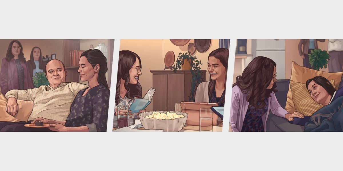 Litšoantšo: Lipapiso tse mabapi le video ea “Sebeletsa Hore ho be le Thabo ka Lapeng.” 1. ’Mè le Ntate ba ntse ba ja cake ’me barali ba bona ba ba shebile. 2. Barali baa tšeha nakong ea borapeli ba lelapa. 3. Morali e mong o hlokometse ’mè oa hae ea robetseng sofeng ea kulang.