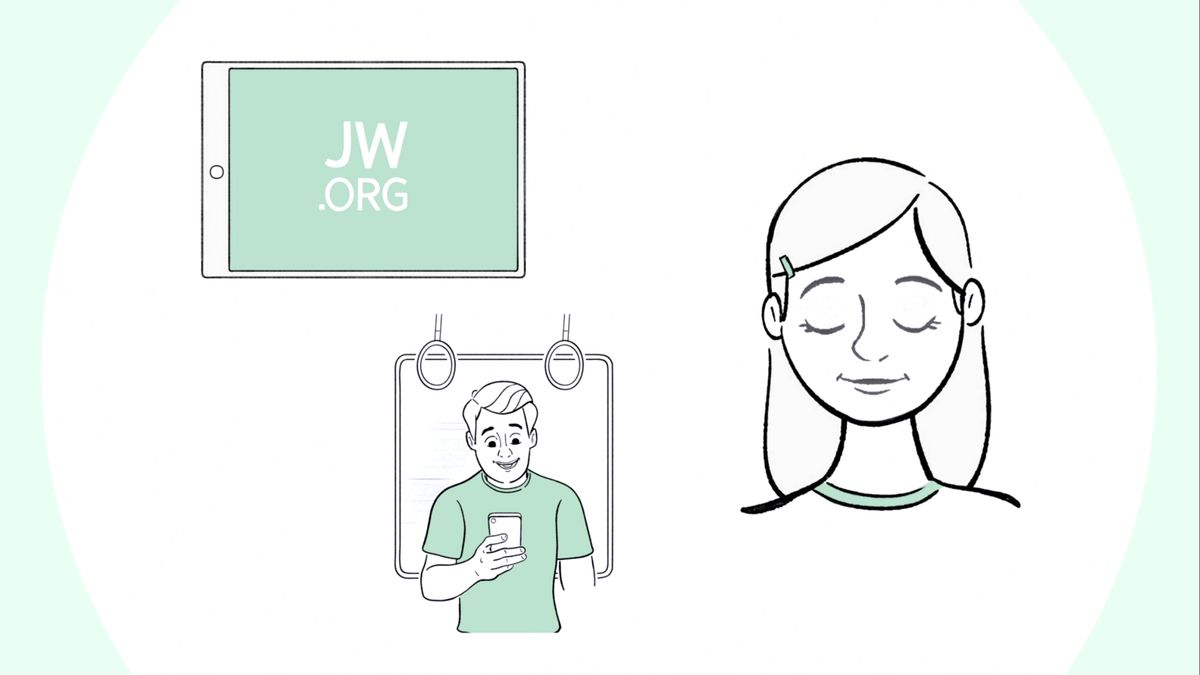 Litšoantšo: Litšoantšo tse hlahang videong ea “Ke Hobane’ng ha ke Lumela See​—Ho Molemo ho Phela ka Melao ea Molimo.” 1. Tablet e hlahisitseng letšoao la jw.org. 2. Hugo o bala Bibele fonong ea hae ha a ntse a le ka tereneng. 3. Clara oa rapela.