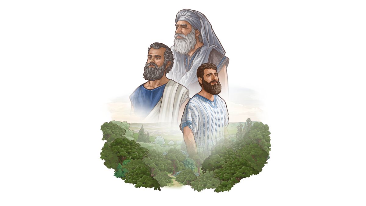 Naha e Tšepisitsoeng. Litšoantšo: 1. Abrahama. 2. Isaka. 3. Jakobo.