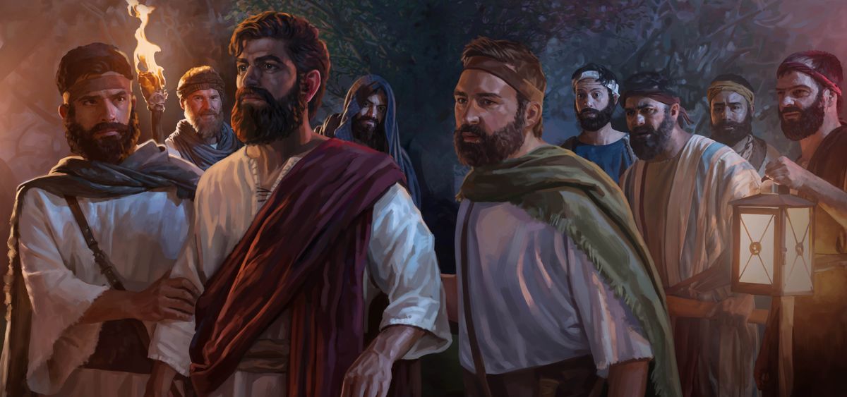 Balebeli ba tšoara Jesu ba mo isa serapeng Gethesemane.