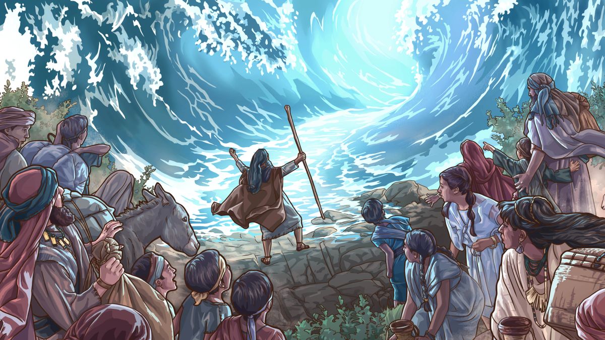 Moshe o otlolotse matsoho o arola metsi Leoatleng le Lefubelu. Sehlopha se seholo sa Baiseraele le bao e seng Baiseraele se shebelletse se hlolletsoe.