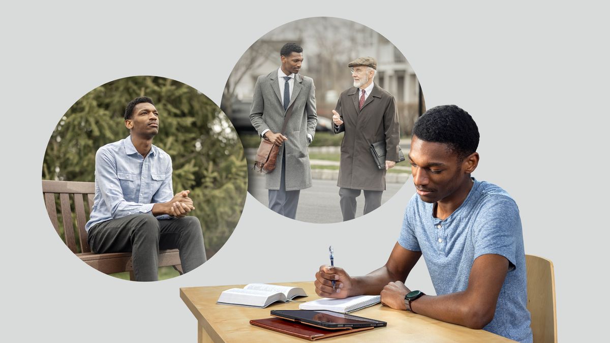 Mor’abo rona e mocha o etsa thuto ea botho. Litšoantšo: 1. O lutse ka ntle oa rapela. 2. O mametse ka hloko ha mor’abo rona ea holileng a mo fa keletso ha ba ntse ba sebetsa hammoho tšimong.