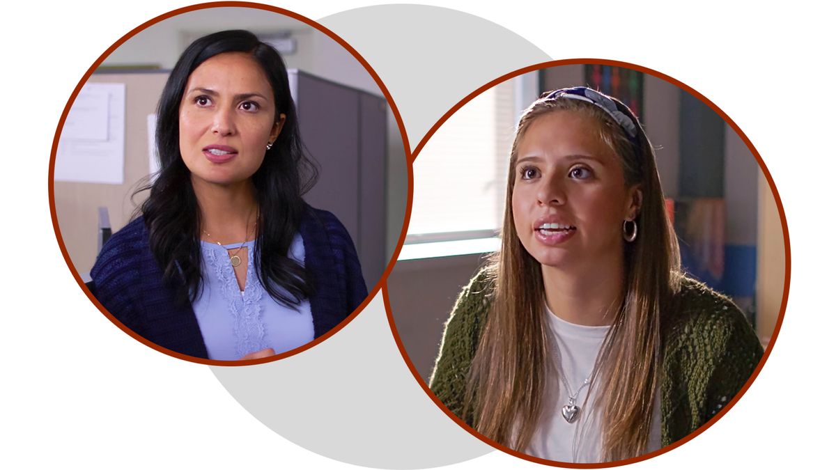 Litšoantšo: Litšoantšo tse hlahang videong ea “Ho Loka ha ’Nete ho Tla Etsa Hore ho be le Khotso.” 1. Irene o mosebetsing. 2. Olivia o sekolong.