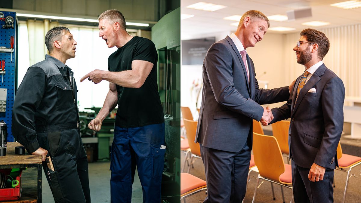 Litšoantšo: 1. Mor’abo rona o omanya mosebetsi-’moho le eena ha ba le mosebetsing. 2. Eena mor’abo rona eo o lumelisa mor’abo rona e mong a thabile ha ba le Holong ea ’Muso.