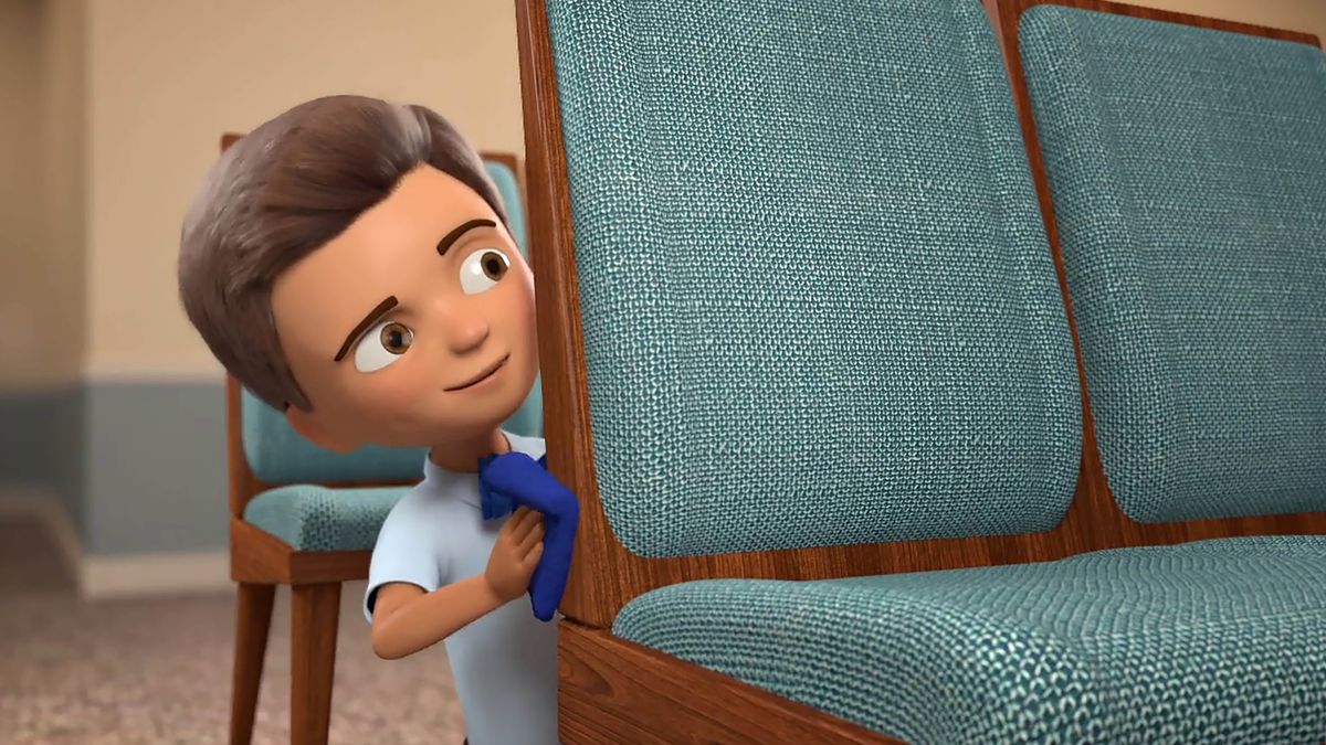 Setšoantšo se hlahang videong ea “E-ba Motsoalle oa Jehova​—Rata Ntlo ea Jehova.” Kalebe o phumola setulo Holong ea ’Muso.