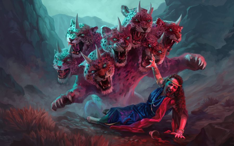 Sebata se ’mala o mofubelu se nang le lihlooho tse supileng le manaka a leshome se hlasela letekatse le leholo.