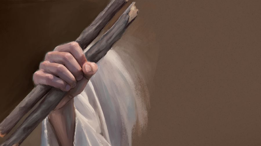 Ezekiele o tšoere lithupa tse peli letsohong.