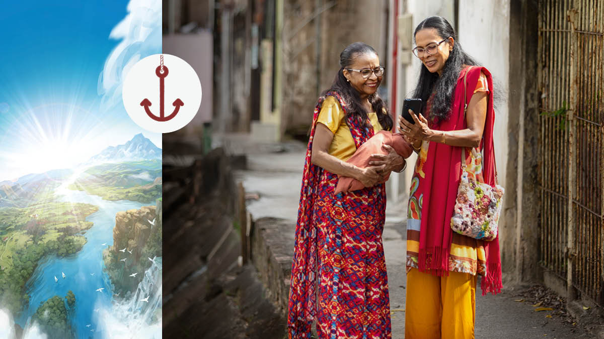 Litšoantšo: Ankora. 1. Lefatše la paradeise le nang le lithaba, joang bo botala le noka e phallang. 2. Morali oabo rona o ruta ’Mè e mong Bibele.