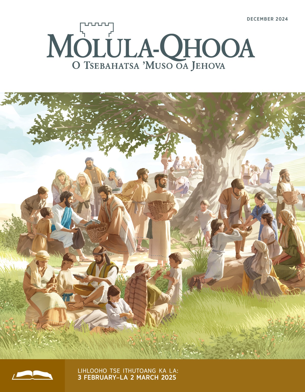 Jesu o fa barutuoa ba hae bohobe le tlhapi. Barutuoa ba li fa letšoele la banna, basali le bana.