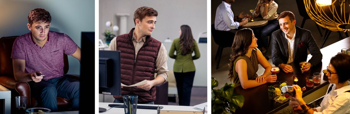 Litšoantšo: 1. Mor’abo rona o shebelletse Thelevishene bosiu. 2. Mor’abo rona o shebile mosebetsi-’moho le eena oa mosali ka tsela e bontšang hore oa mo khalla. 3. Mor’abo rona o bareng le mosali eo ebile ba noa seno-mapholi.