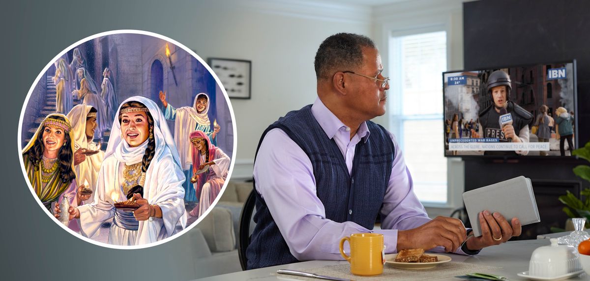 Mor’abo rona ea shebeletseng litaba o bapisa seo a se bonang litabeng le seo a se balileng Bibeleng. Setšoantšo se pel’a sona se bontša papiso ea Jesu le baroetsana ba leshome.