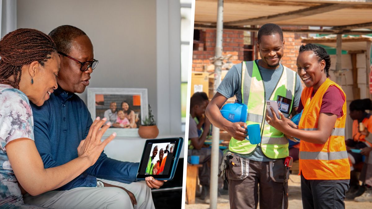 Banyalani ba buisana le morali oa bona le monna oa hae ka video ba thabile. Morali oa bona le monna oa hae ba apere liveste tsa kaho tse khanyang.