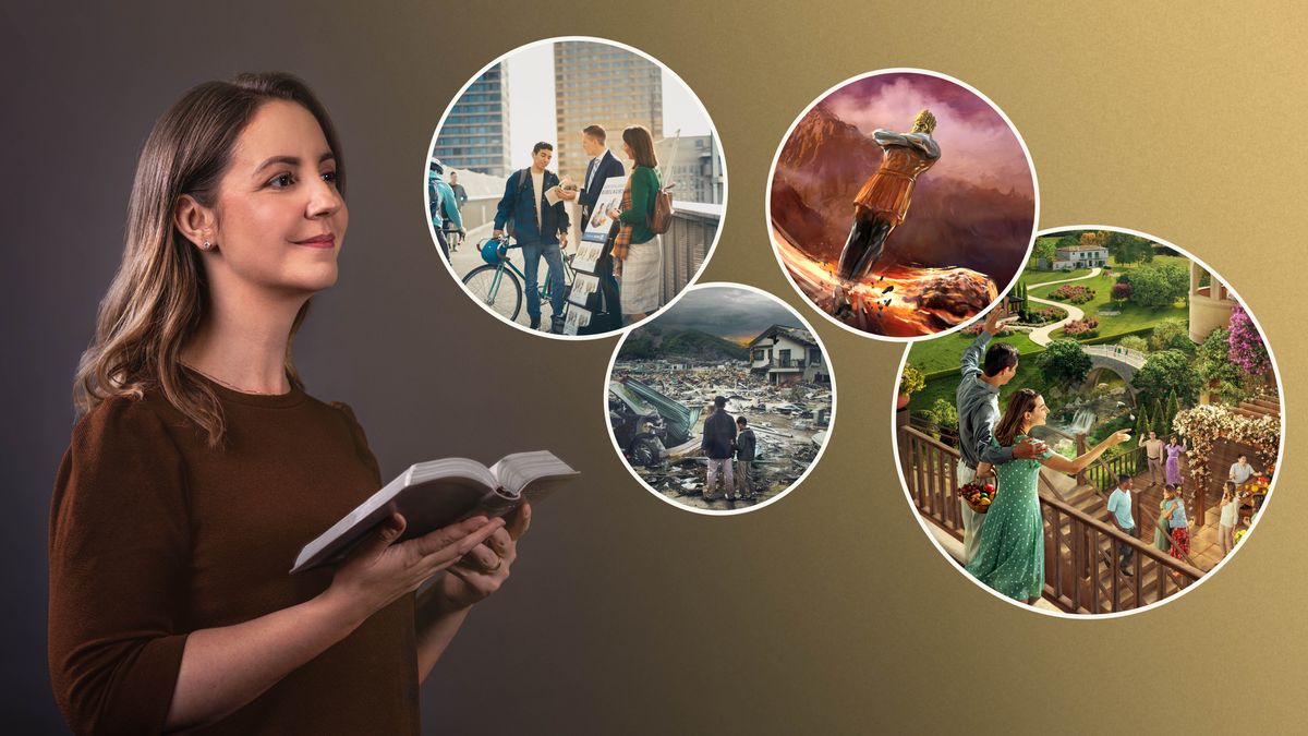 Morali oa bo rona o bala boprofeta ba Bibele ebile o nahanisisa ka bona. Litšoantšo: 1. Banyalani ba eme teroling ba buisana le ntate e mong ka molaetsa oa Bibele. 2. Ntate le mora oa hae ba shebile tšenyo e bakiloeng ke koluoa ea tlhaho. 3. Lejoe le otla maoto a setšoantšo se hlahang torong ea Nebukadnezare e hlalositsoeng ho Daniele khaolo ea 2. 4. Batho ba thabela bophelo lefatšeng la paradeise.