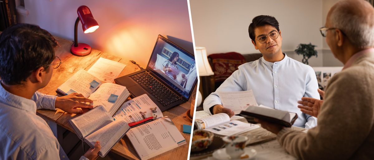 Litšoantšo: 1. Mor’abo rona o sebelisa Bibele, khaolo ea 39 bukeng ea “U Ka Thaba ka ho sa Feleng!” le video e reng: “Re ka Etsa Liqeto Tsa Phekolo Tse Amang Mali Joang?” ho mo thusa hore a tlatse karete ea hae ea mali. 2. Hamorao, o mametse mor’abo rona ea holileng moeeng ha a bua le eena ka Bibele.