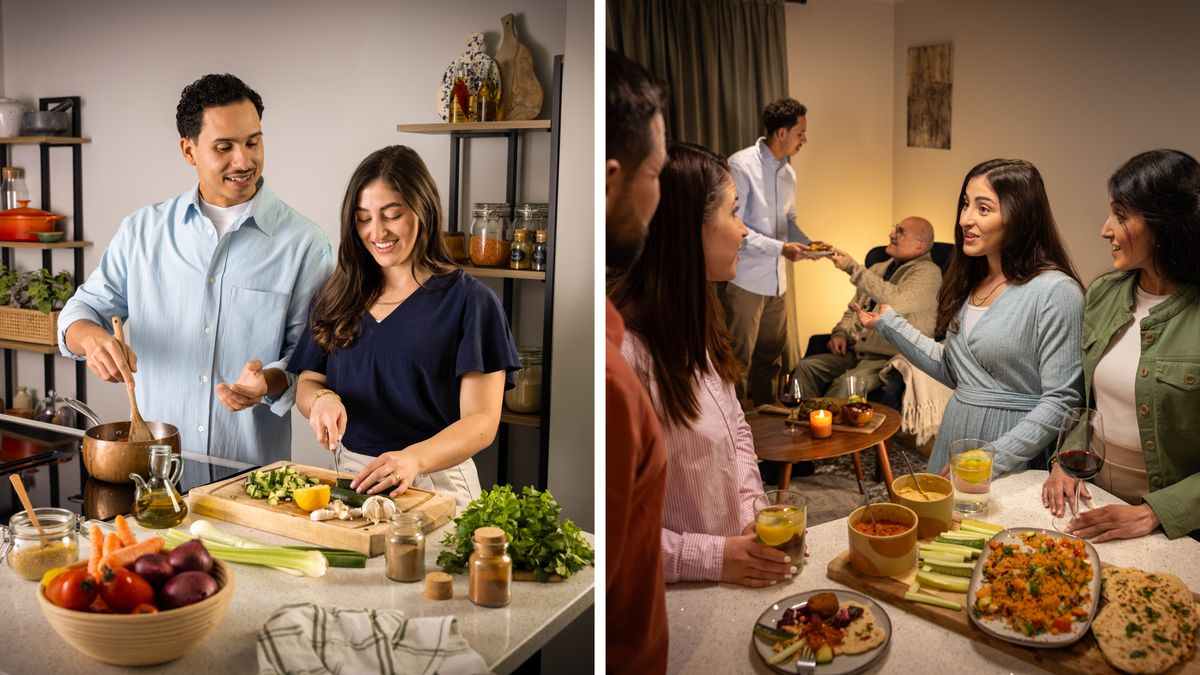 Litšoantšo: Banyalani ba tšoarana ka tlhompho. 1. Monna o buisana le mosali oa hae ka tlhompho ha ba ntse ba pheha. 2. Mosali o bua monna oa hae hantle ho baeti ba bona nakong eo monna oa hae a fang mor’abo rona ea holileng lijo.