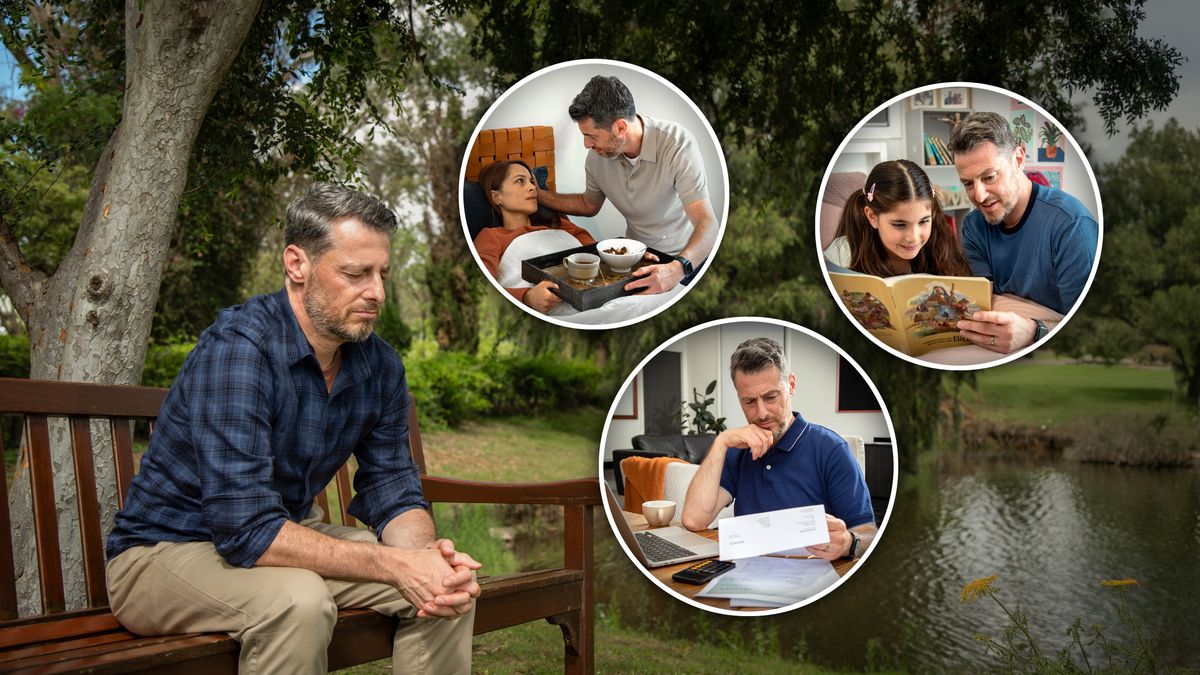 Litšoantšo: Mor’abo rona o lutse ka ntle bencheng o ntse a rapella lintho tse tharo tsa bohlokoa bophelong ba hae. 1. Mohatsa oa hae ea kulang o robetse betheng ’me o mo isetsa lijo. 2. Moralinyana oa hae o thabela ho ithuta Bibele le eena. 3. O ntse a sheba litokomane tsa ngata tsa tlaleho ea lichelete.