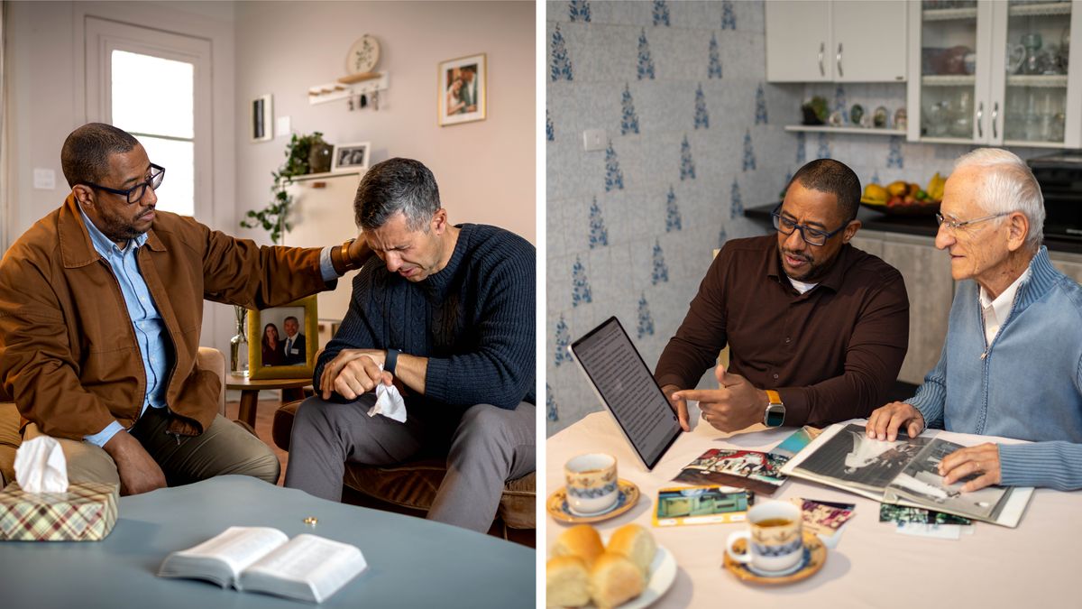 Litšoantšo: Moholo o etela bara ba bo rona ba babeli ba hlokahalletsoeng ke balekane malapeng a bona. 1. Moholo o behile letsoho lehetleng la mor’abo rona ea ntseng a lla. 2. Moholo o balla mor’abo rona ea holileng lengolo ha ba ntse ba lutse ’moho ba shebile linepe.