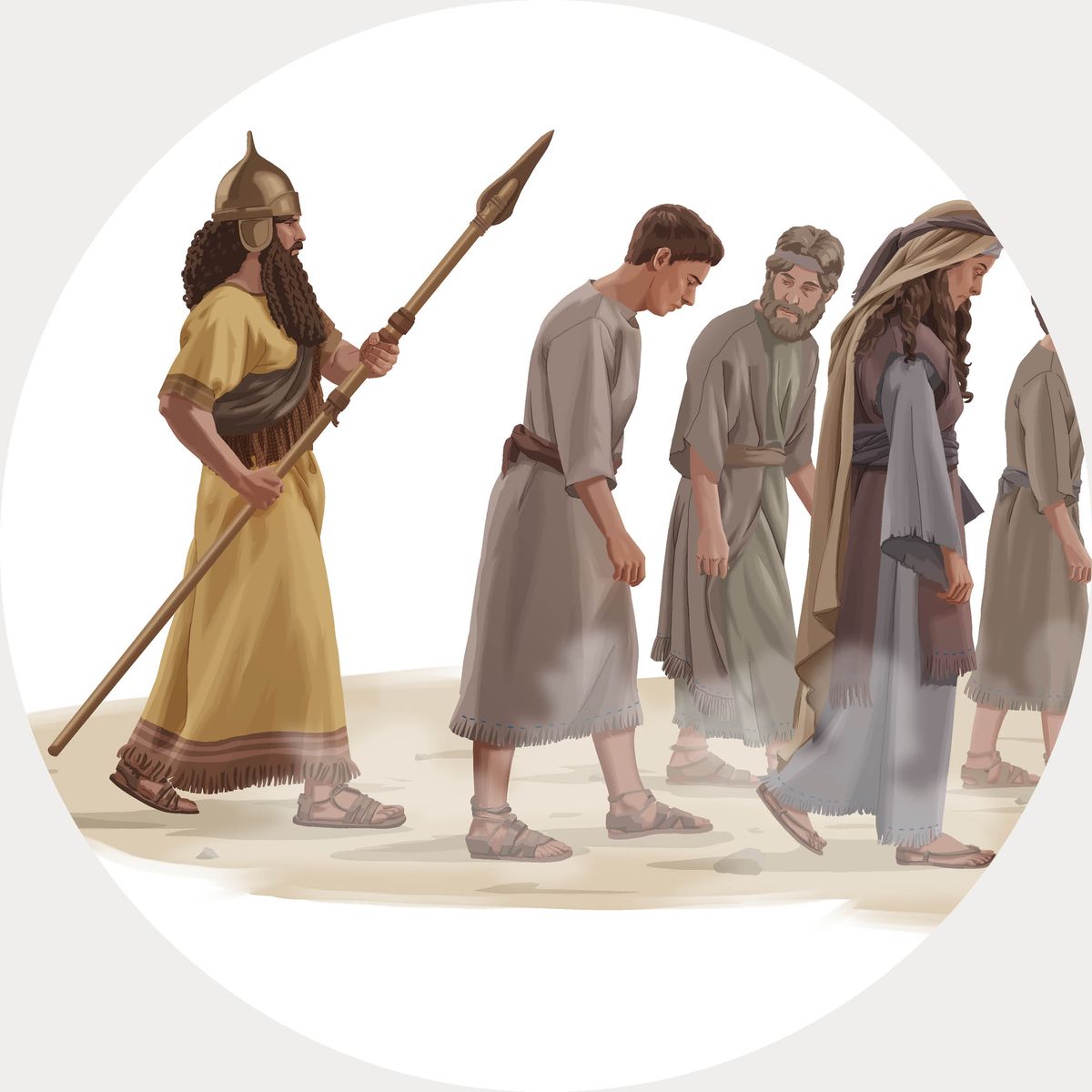 Lesole la Asiria le tšoere lerumo, le tsamaea ka mor’a Bajuda ba isoang botlamuoeng.