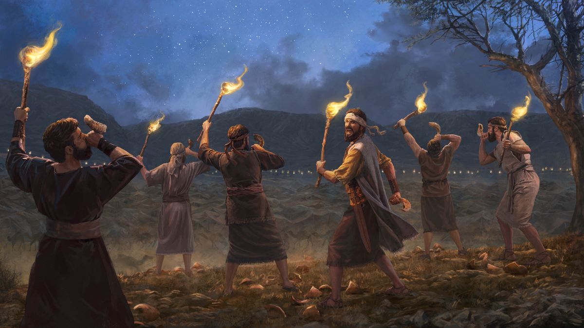 Gideone le masole a hae ba tšoere mabone ka matsohong a bona a matšehali ha ka ho a matona ba tšoere manaka. Fatše ho na le linkho tse pshatlehileng.