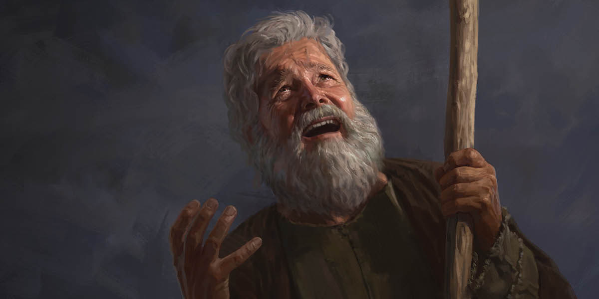 Moprofeta Moshe ea tšoenyehileng o rapela Molimo a shebile leholimong.