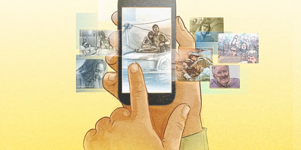 Saurang jalma keur ngagunakeun handphone pikeun néangan naséhat tina jw.org