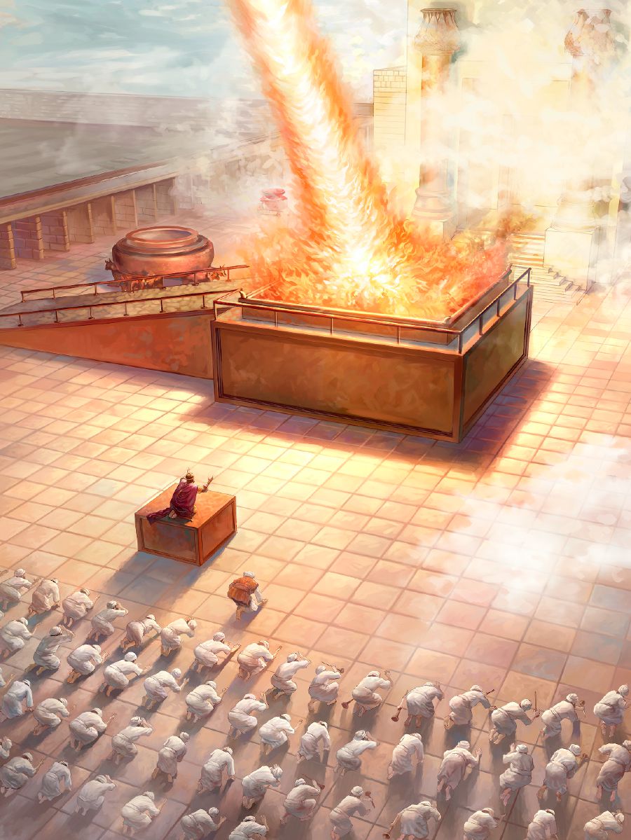 Seuneu Yéhuwa ngahuru kurban dina altar