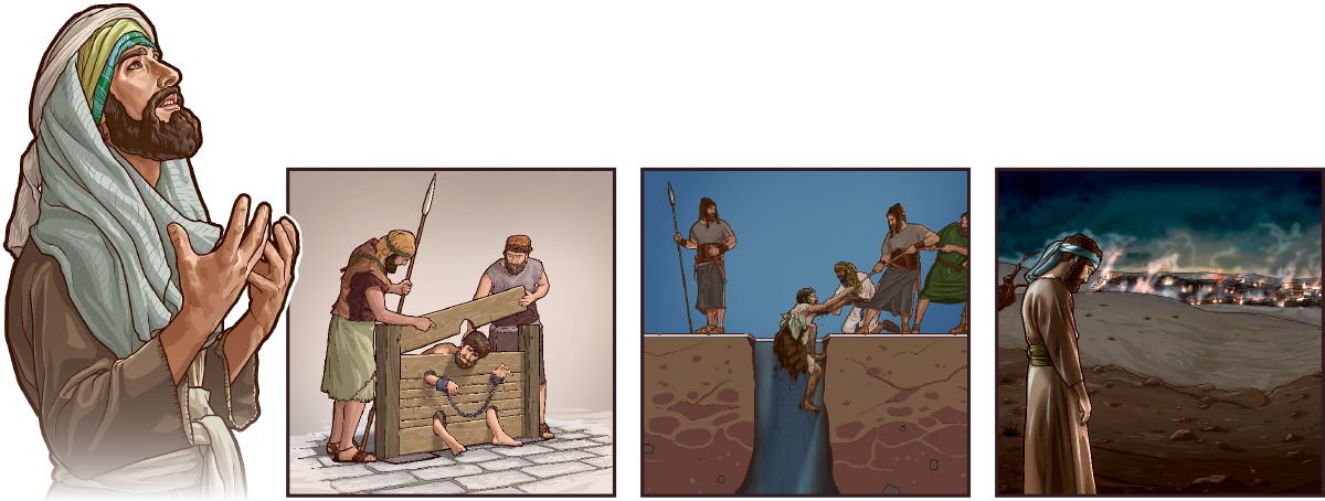 Nabi Yérmia diranté, dikaluarkeun tina sumur nu pinuh ku leutak, jeung nyeungceurikan ancurna Yérusalém