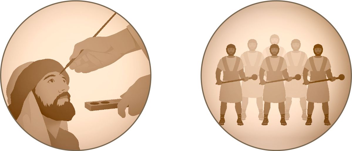 Lalaki nu tarangna dibéré ciri; genep lalaki nu rék ngancurkeun mawa sanjata