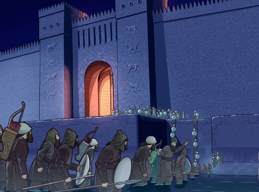 Serdadu-serdadu meuntasan walungan Éprat nu geus saat