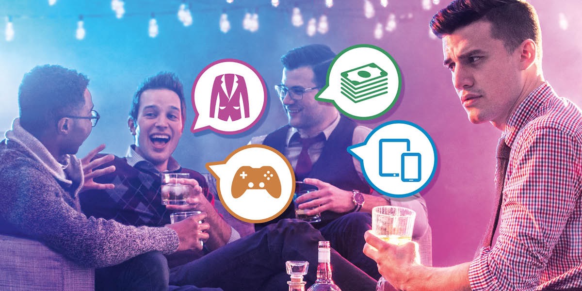 Saurang sadérék nginum bareng jeung batur gawéna sanggeus balik digawé. Manéhna ngadéngékeun obrolan babaturanana ngeunaan karesepna, siga pakéan, vidéo game, duit, jeung alat éléktronik.