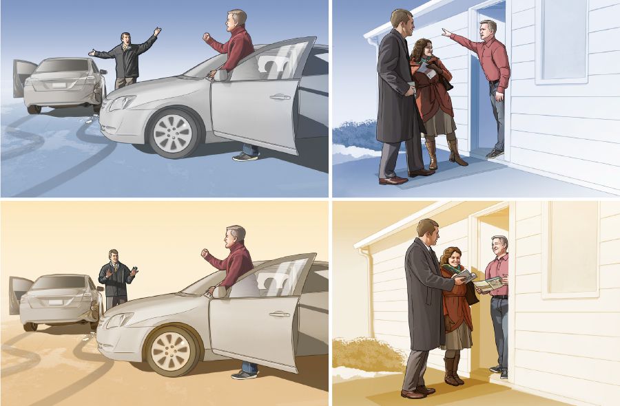 Sikep saurang Saksi basa dicarékan ku hiji jalma mangaruhan sikep éta jalma basa diwawaran