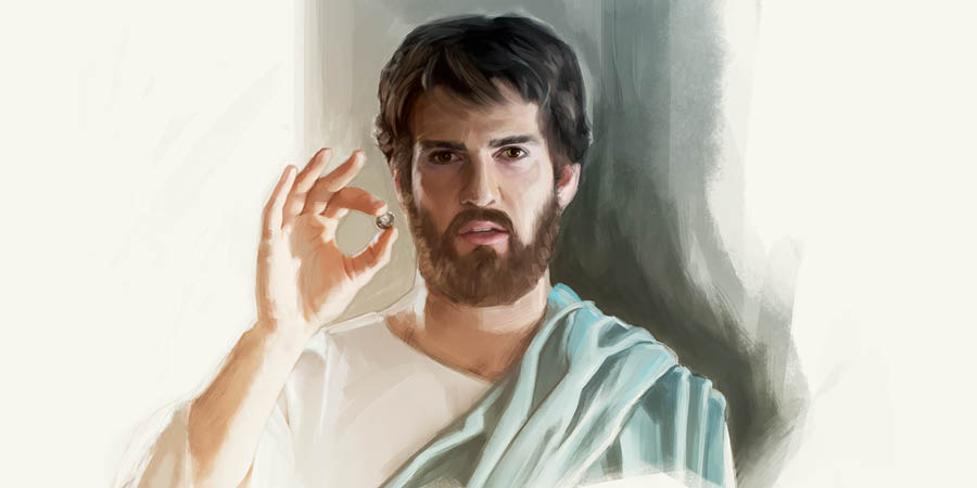 Yésus nyepeng duit dinar.