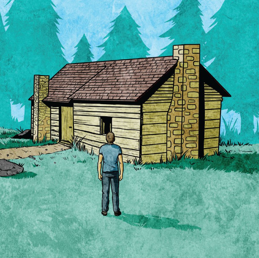 Budak ngora keur ningali imah