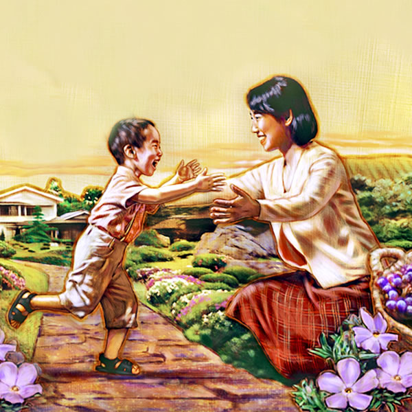 แม่กับลูกที่ถูกปลุกให้เป็นขึ้นจากตายในอุทยาน