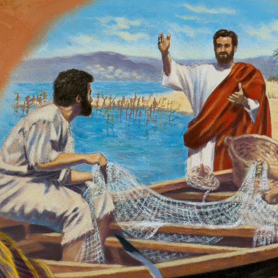 Jesus preaches to a fisherman