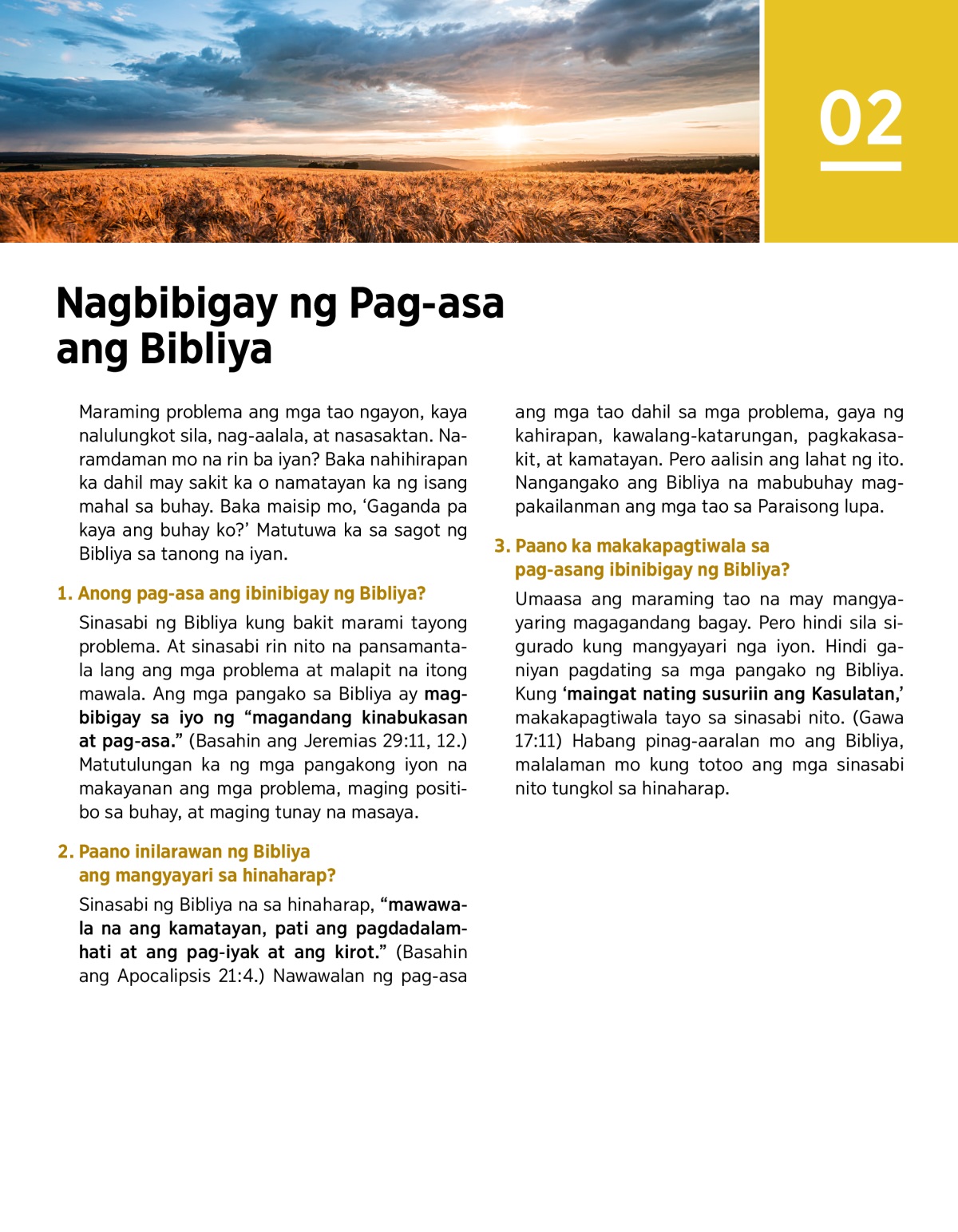 Nagbibigay Ng Pag-asa Ang Bibliya — Watchtower ONLINE LIBRARY