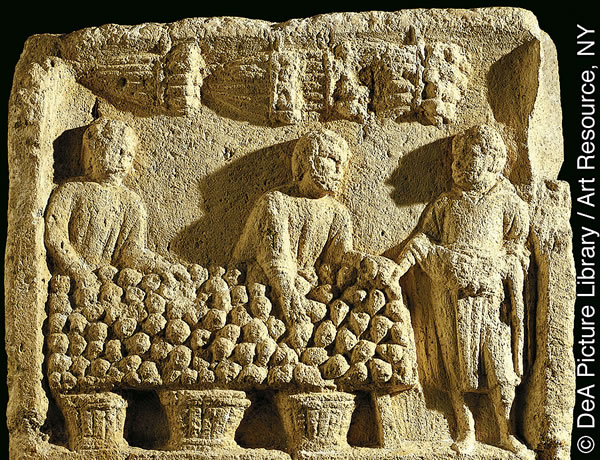 Bir meyve pazarı kabartması