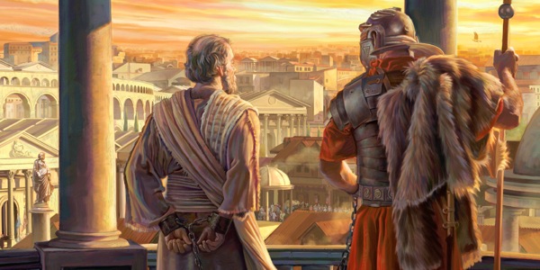 Elçi Pavlus Romalı askere kelepçelenmiş durumda