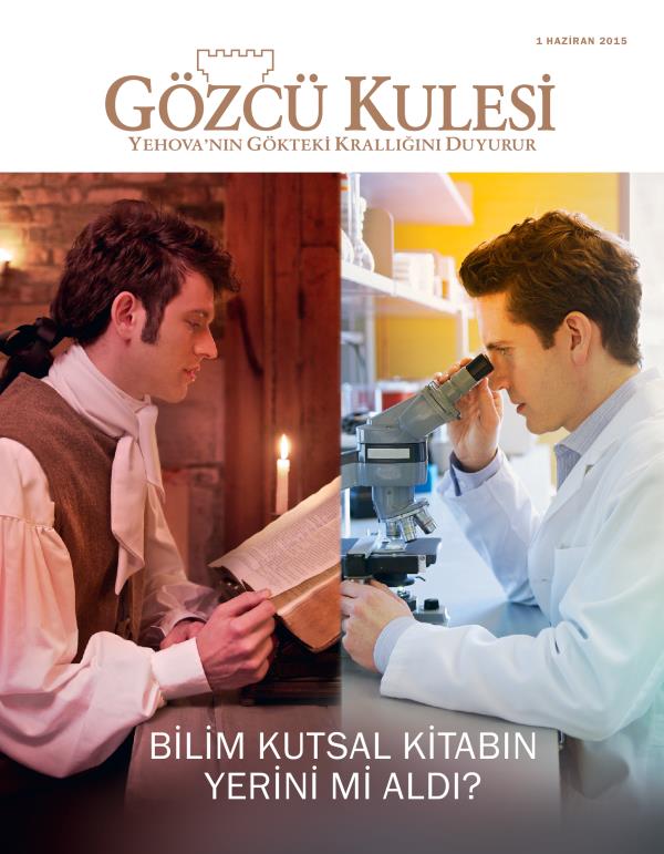 Eski dönemlerde bir adam Kutsal Kitabı okuyor; günümüzde bir bilim adamı mikroskopla bir şey inceliyor