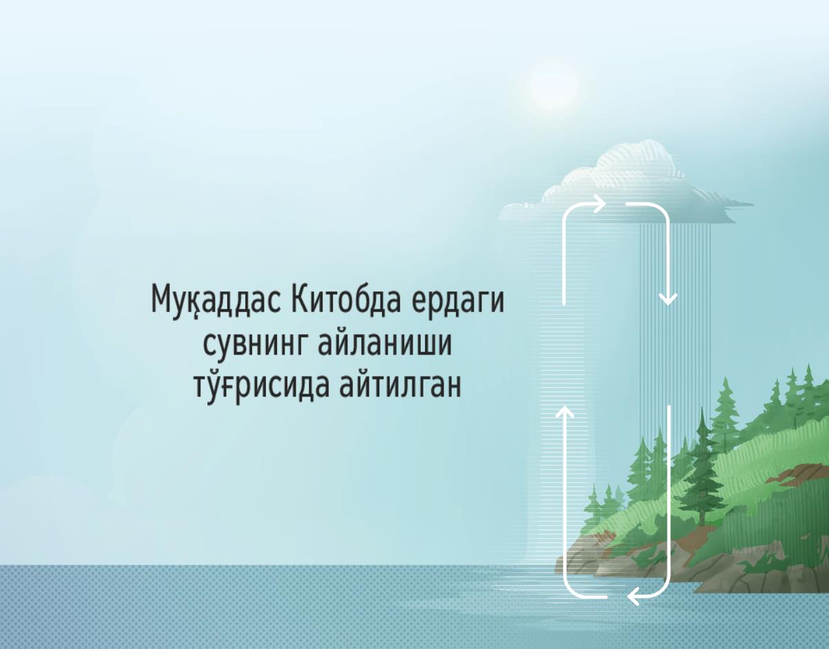 Муқаддас Китобда сувнинг ер юзида айланиши тасвирланган. Соат мили бўйлаб айланаётган ўқлар сувнинг ер ва атмосфера ўртасидаги айланишини кўрсатмоқда.