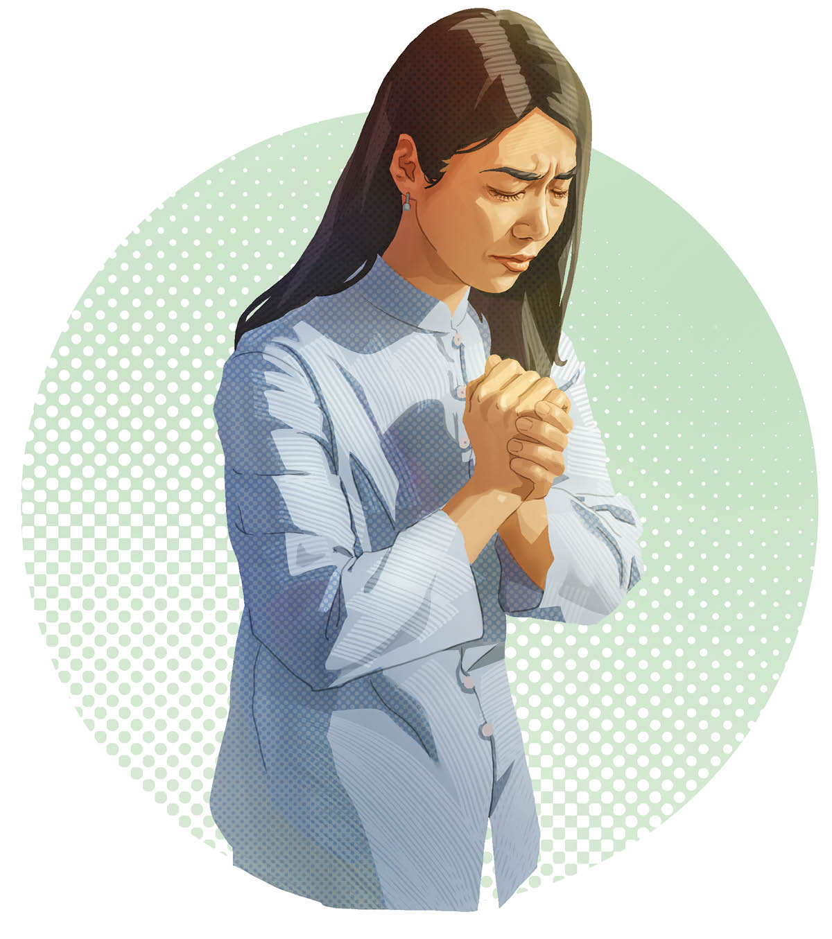  Una dona la ze drio pregar.