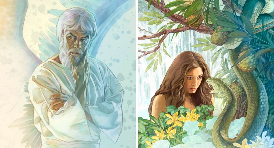 El àngelo perverso, Sàtana el Diaol, el dopera una serpente par parlar con Eva