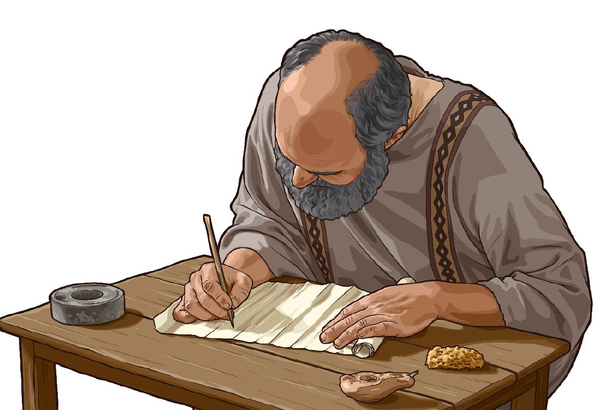 El apòstolo Paolo el scrive una carta