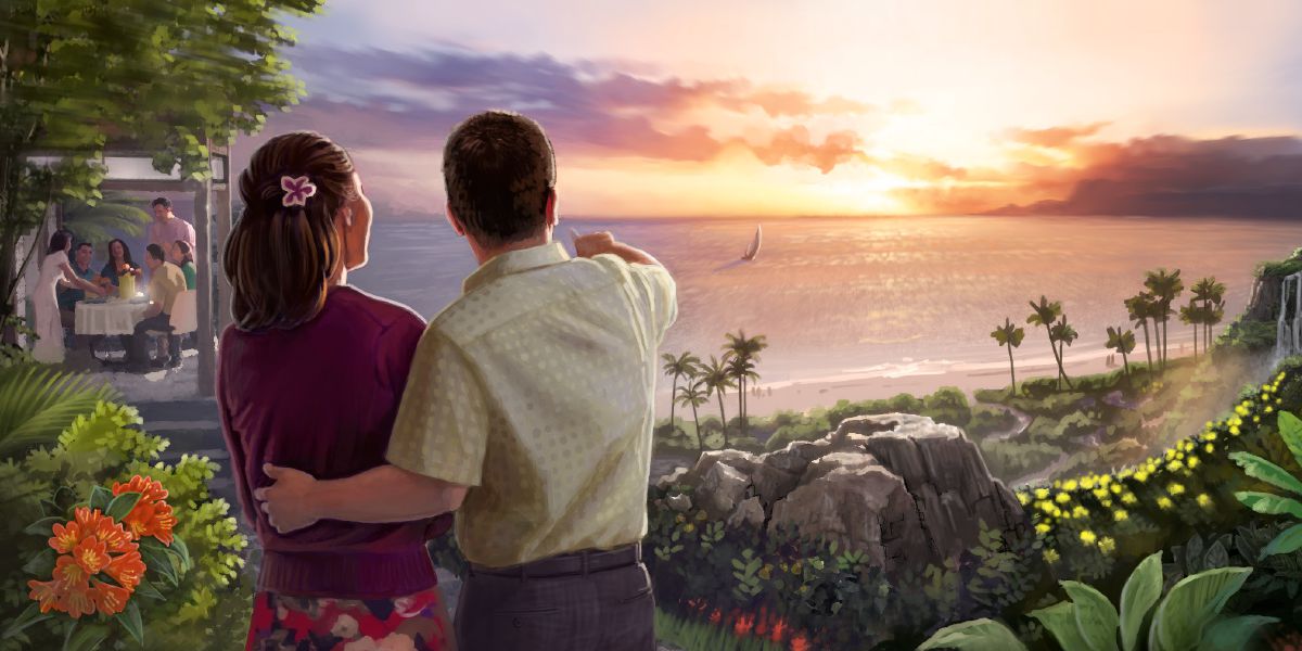 Un casal el varda quando che el sol el va do e altri i magna insieme nel Paradiso