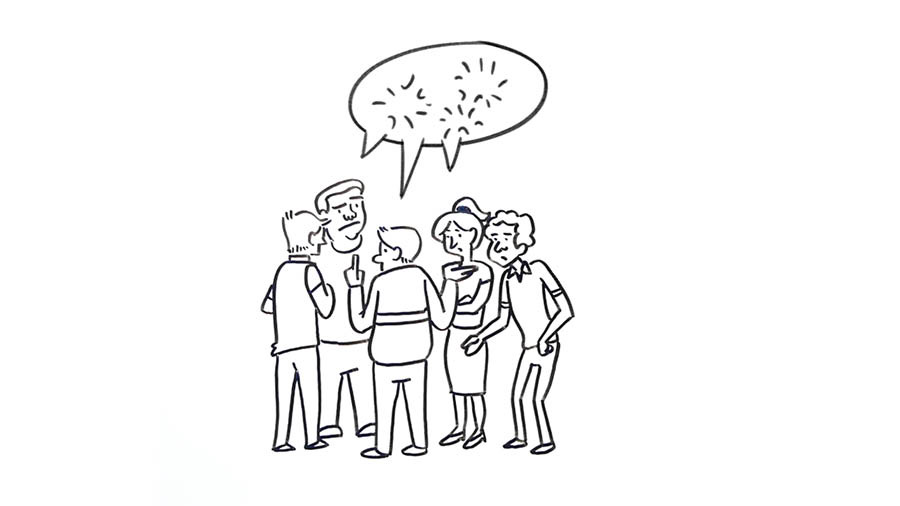 Un grupo de persone l’è drio petegolar.