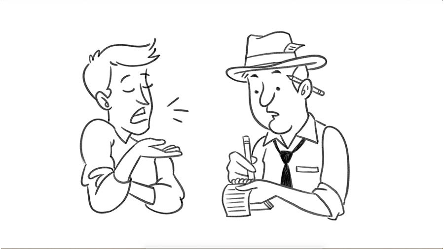 Un omo l’è drio petegolar a nantro intanto che quelaltro, come un giornalista, el scrive do quel che el dise.